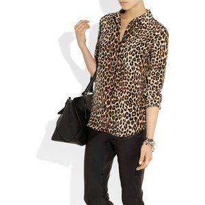 Equipment Slim Signature Silk Leopard Print Shirt Blouse
